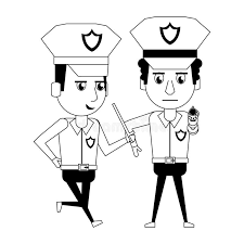 Police car clipart black and white #17849249. Policemen Working Avatar Cartoon Character In Black And White Stock Vector Illustration Of Justice Design 149670799