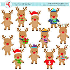 Reindeers Clipart Set Clip Art Set Of Reindeers Christmas