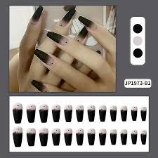 default long fake nails grant black