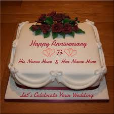happy anniversary flower cake with