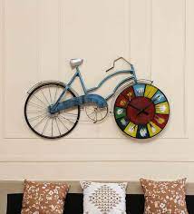 metal cycle clock in copper wall art