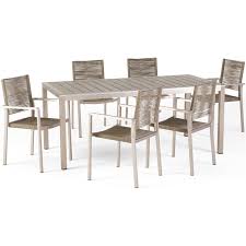 Faux Wood Top Patio Dining Set