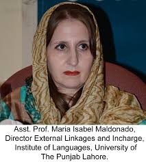 LAHORE: (Wednesday, January 01, 2014): Punjab University Director External Linkages and Incharge Institute of Language Assistant Prof Maria Isabel Maldonado ... - 01(01-01-2014)