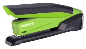 spring powered desktop stapler green