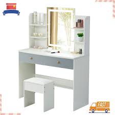 white makeup table vanity desk set w