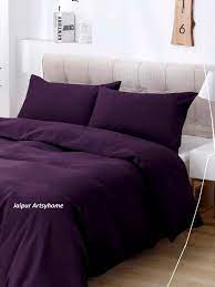 Dark Purple Color Linen Duvet Cover