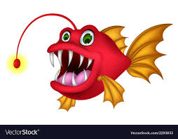 red monster fish cartoon royalty free