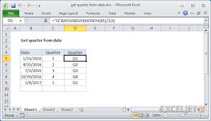Excel Formula Get Quarter From Date Exceljet