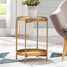 Even in small spaces, our storage side tables can add life to your room without taking up too much room. Amazon Com Gold Round End Side Table Metal Removable Tray Accent Table Folding Nightstan For Small Spaces