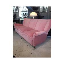 Classic vintage farmhouse style sofa in warm velvet fabric americanvintagefare. 3 Seater Vintage Sofa In Brass And Pink Velvet 1950s Design Market