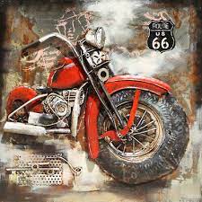 Framed Motorcycle Wall Art Metal Canvas
