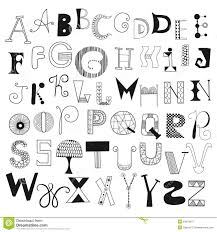 Hand Drawn Alphabet Letters From A To Z Set Of Doodle