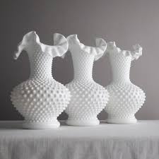 Vintage Fenton Hobnail Milk Glass Vase