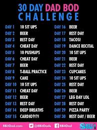 30 Day Dad Bod Challenge Dads Workout Humor Beer Day