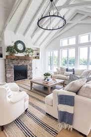 Lake House Blue And White Living Room