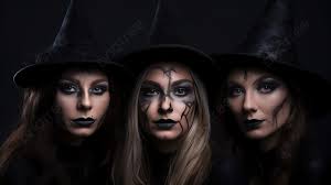 three witches with makeup background