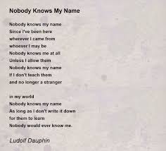 ody knows my name poem by ludolf dauphin