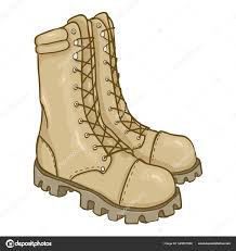 vector cartoon beige army boots stock