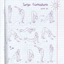 surya namaskara yoga set stock