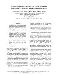 pdf incorporating coherence of topics as a criterion in automatic pdf incorporating coherence of topics as a criterion in automatic response to text assessment of the organization of writing