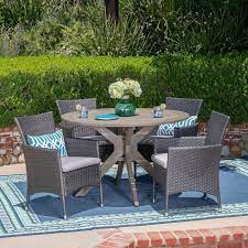 Cedros 5pc Acacia Wood Wicker Patio