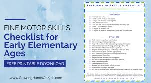 fine motor skills checklist for early