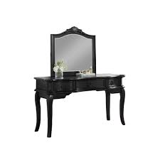 black makeup vanity set with mirror