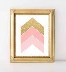 Chevron Arrows Pink And Gold Wall Art
