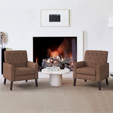 lue bona brown linen accent chair set