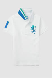 Shop White Giordano Embroidered Polo Tee For Kids Nisnass