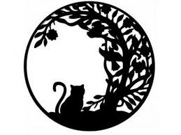 Metal Round Cat Silhouette Wall Art