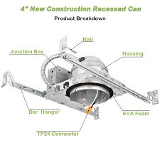 4 Inch New Construction Recessed Light Can Housing 12 Pack Shallow Ty Hykolity