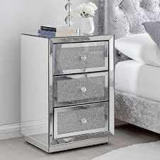 The seville mirrored 3 drawer bedside. Stella Mirrored Bedside Table Furniturebox