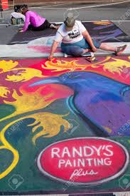 Marietta Ga Usa October 11 2014 A Chalk Artist Sits On