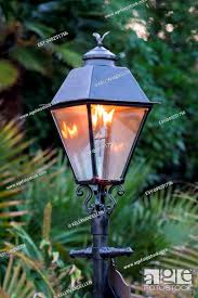 Gas Lamp Glowing In Outdoor Garden