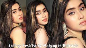 college fest party makeup hairstyle
