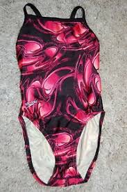 Details About Euc Girls Youth Speedo Red Swirls Flyback Racing Swimsuit 8 24 Msrp 70