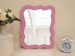 Pink Wavy Mirror Asymmetrical Wall