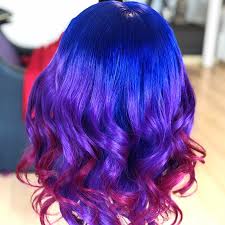 Blue is one of my favorite hair colors and these girls actually kind of super platinum violet blue blonde so i tried to dye my hair, di ganun kaganda pero pwede na. Peruvian Hair Blue And Purple And Red Ombre Color Fashion Body Wavy Fu Lux Hair Shop