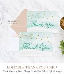 Blue Watercolor Thank You Card Printable Thank You Template C5