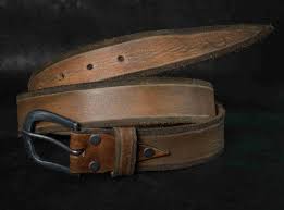 Light Brown Leather Belt With Dark Edges Ishaor