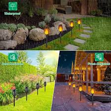 Cubilan Solar Flame Torch Lights For Garden Decor Solar Lights Outdoor Solar Powered Waterproof Led Torches 12 Pack