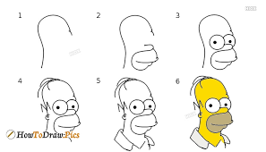how to draw homer j simpson face