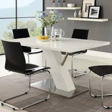 modern white dining table w/ angled