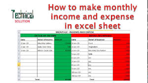expense in excel sheet