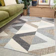 brown grey modern geometric living room