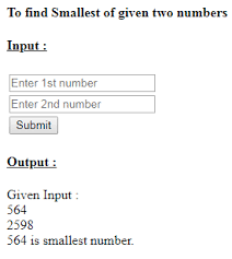 smallest of given two numbers in php
