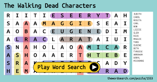 the walking dead characters word search