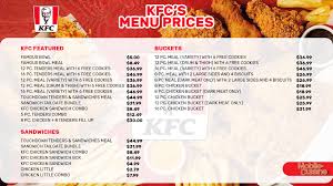 updated kfc menu s on buckets