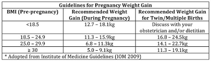 pregnancy weight gain checklist